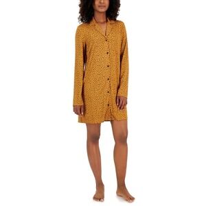 Jenni Womens‎ Notched-Collar Long-Sleeve Heart Nightgown Size S